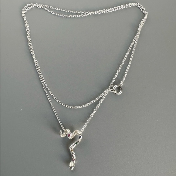 Sterling Silver Rainbow Snake Necklace - Picture 9 of 13